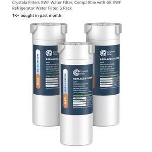 Crystala Filters XWF Water Filter, Compatible with GE XWF Refrigerator 3 Pack